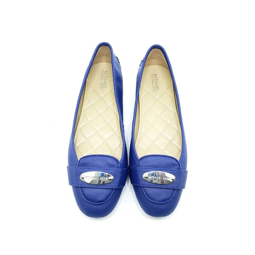 Michael Kors MK Plate Moccasin Flat Shoes Cobalt Blue Womens US 7M